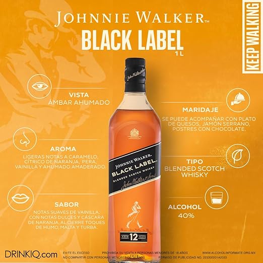 Whisky Johnnie Walker Black Label 12 anos 1L